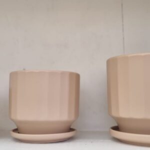 Macetero Cerámico Beige Trio C/Plato